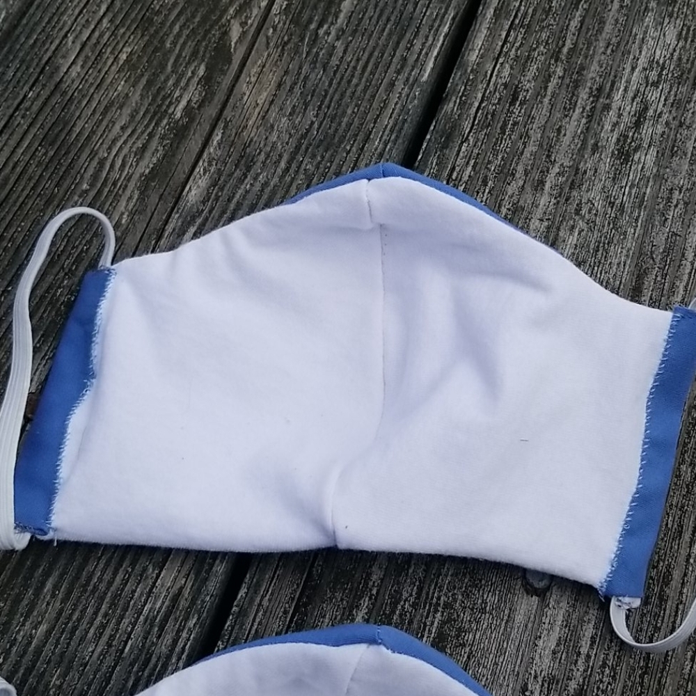 2 Handmade Adult Blue Cotton Washable Face Masks - Picture 5 of 5